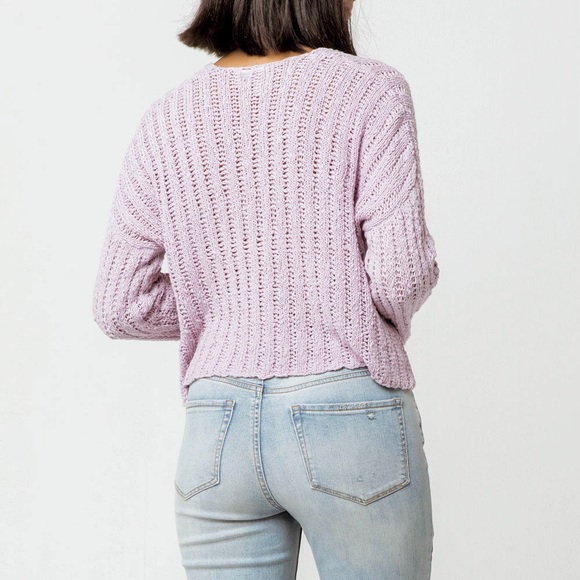 SKY AND SPARROW Women’s Open Weave Sweater Lavender Size S - Picture 2 of 7